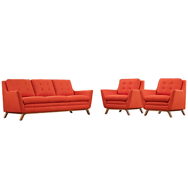 Beguile 3 Piece Upholstered Fabric Living Room Set