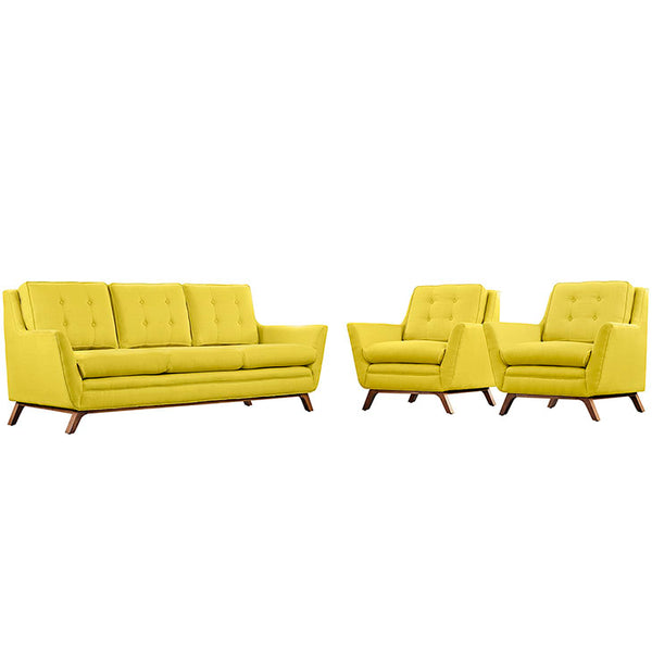 Beguile 3 Piece Upholstered Fabric Living Room Set