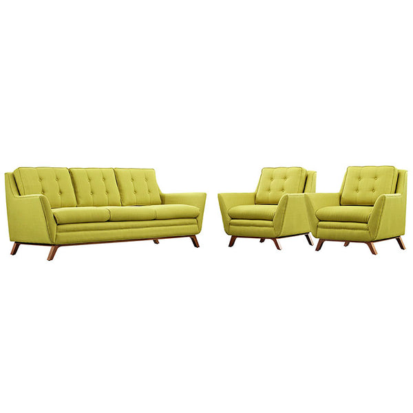 Beguile 3 Piece Upholstered Fabric Living Room Set