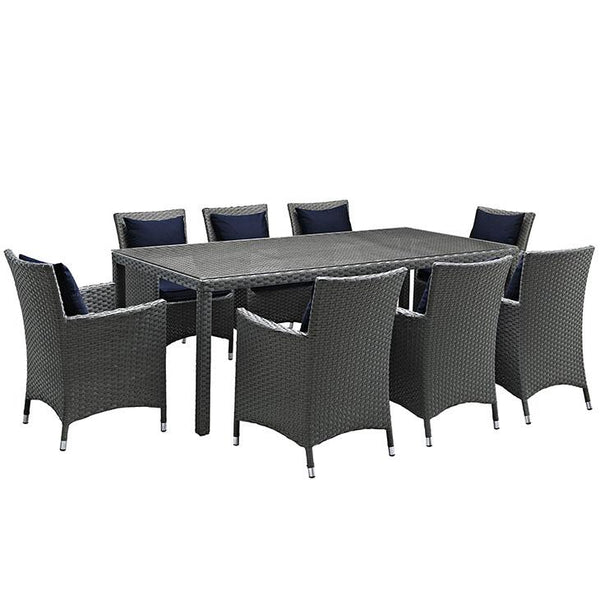 Sojourn 9 Piece Outdoor Patio Sunbrella® Dining Set