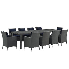 Sojourn 11 Piece Outdoor Patio Sunbrella® Dining Set