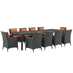 Sojourn 11 Piece Outdoor Patio Sunbrella® Dining Set