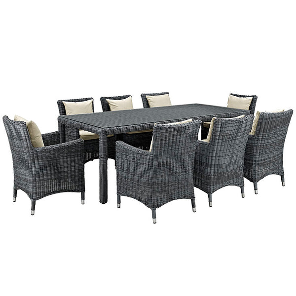 Summon 9 Piece Outdoor Patio Sunbrella® Dining Set