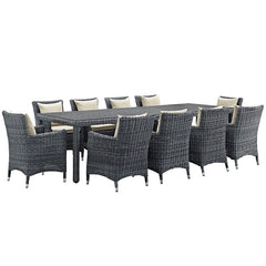 Summon 11 Piece Outdoor Patio Sunbrella® Dining Set