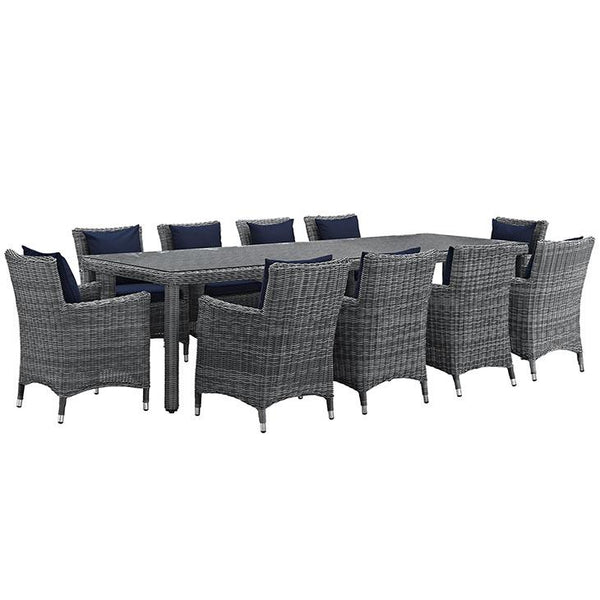 Summon 11 Piece Outdoor Patio Sunbrella® Dining Set