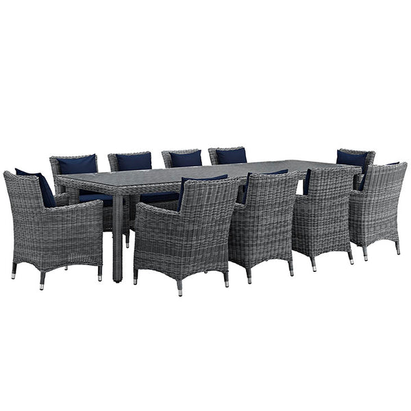 Summon 11 Piece Outdoor Patio Sunbrella® Dining Set