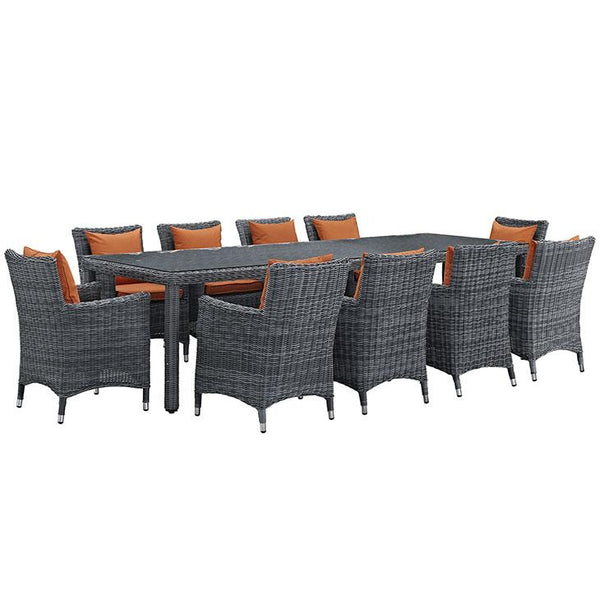 Summon 11 Piece Outdoor Patio Sunbrella® Dining Set