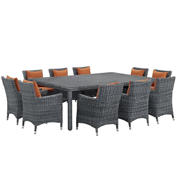 Summon 11 Piece Outdoor Patio Sunbrella® Dining Set