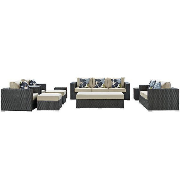 Sojourn 9 Piece Outdoor Patio Sunbrella® Sectional Set