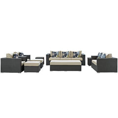 Sojourn 9 Piece Outdoor Patio Sunbrella® Sectional Set