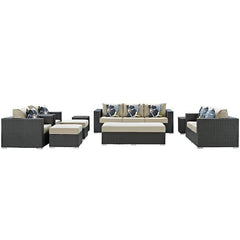 Sojourn 9 Piece Outdoor Patio Sunbrella® Sectional Set