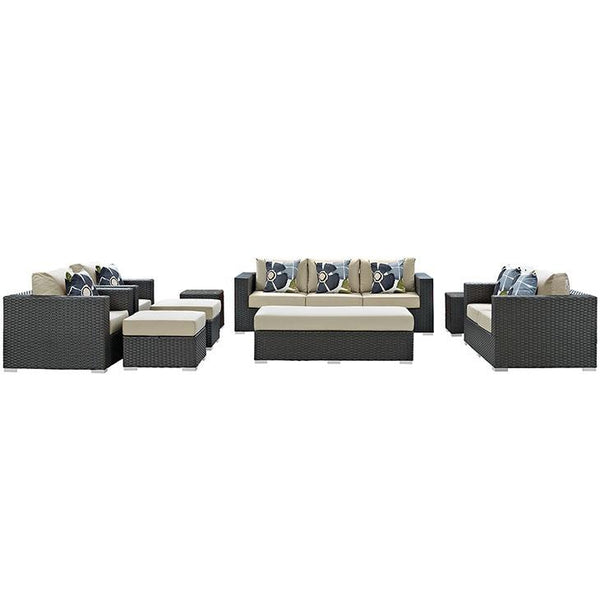 Sojourn 9 Piece Outdoor Patio Sunbrella® Sectional Set