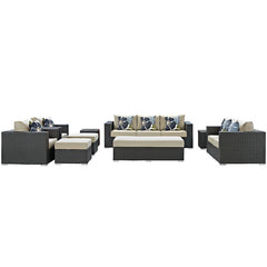 Sojourn 9 Piece Outdoor Patio Sunbrella® Sectional Set