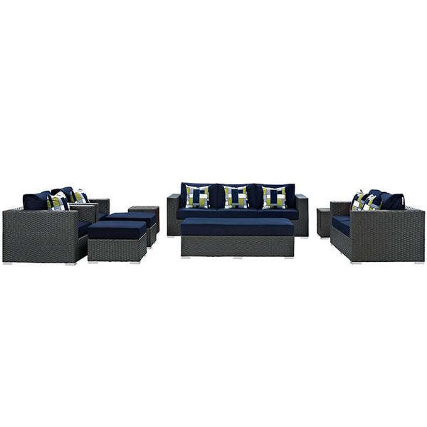 Sojourn 9 Piece Outdoor Patio Sunbrella® Sectional Set