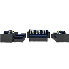 Sojourn 9 Piece Outdoor Patio Sunbrella® Sectional Set