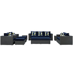 Sojourn 9 Piece Outdoor Patio Sunbrella® Sectional Set