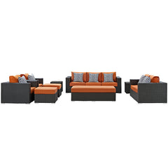 Sojourn 9 Piece Outdoor Patio Sunbrella® Sectional Set