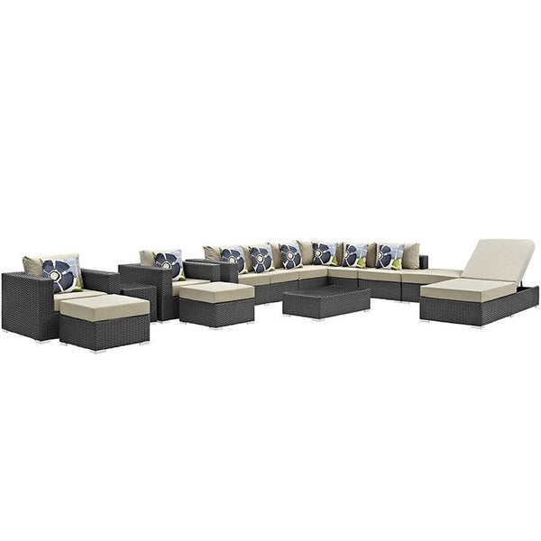Sojourn 12 Piece Outdoor Patio Sunbrella® Sectional Set
