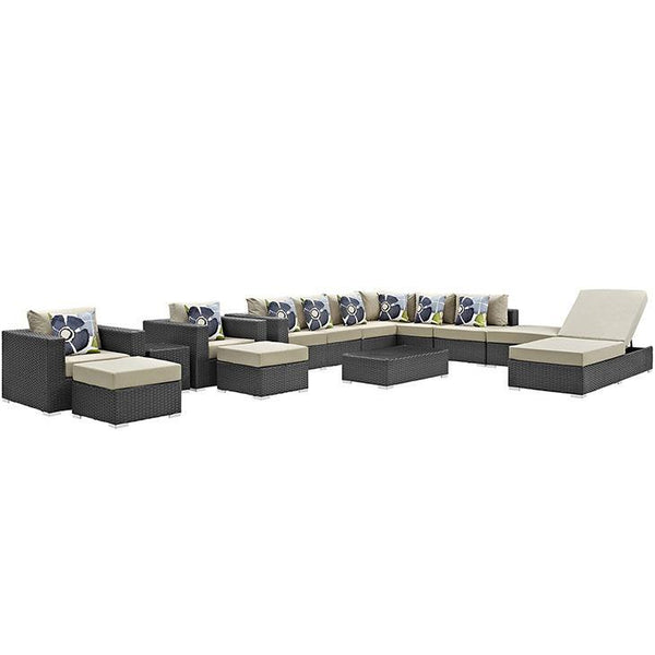 Sojourn 12 Piece Outdoor Patio Sunbrella® Sectional Set
