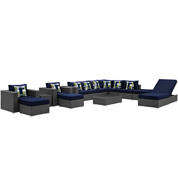 Sojourn 12 Piece Outdoor Patio Sunbrella® Sectional Set
