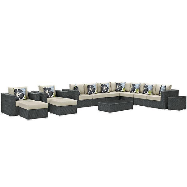 Sojourn 11 Piece Outdoor Patio Sunbrella® Sectional Set