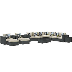 Sojourn 11 Piece Outdoor Patio Sunbrella® Sectional Set
