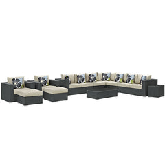 Sojourn 11 Piece Outdoor Patio Sunbrella® Sectional Set