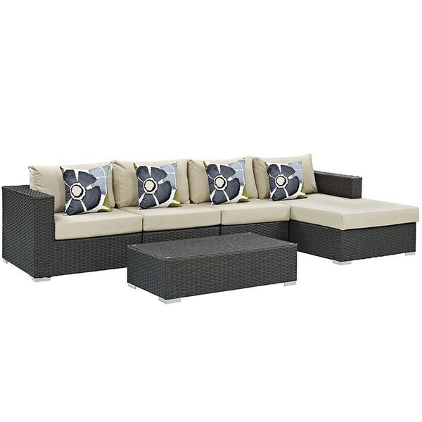 Sojourn 5 Piece Outdoor Patio Sunbrella® Sectional Set