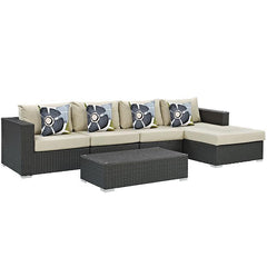 Sojourn 5 Piece Outdoor Patio Sunbrella® Sectional Set