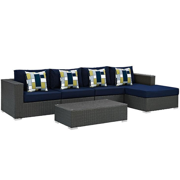 Sojourn 5 Piece Outdoor Patio Sunbrella® Sectional Set