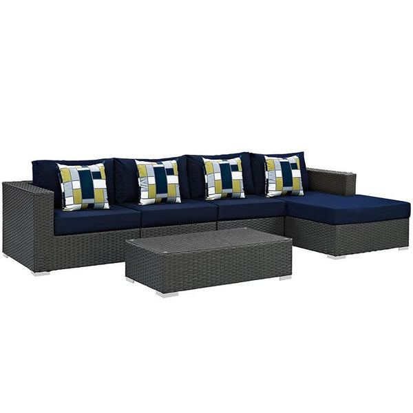 Sojourn 5 Piece Outdoor Patio Sunbrella® Sectional Set