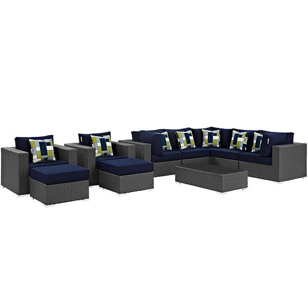 Sojourn 10 Piece Outdoor Patio Sunbrella® Sectional Set