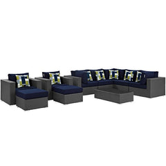 Sojourn 10 Piece Outdoor Patio Sunbrella® Sectional Set