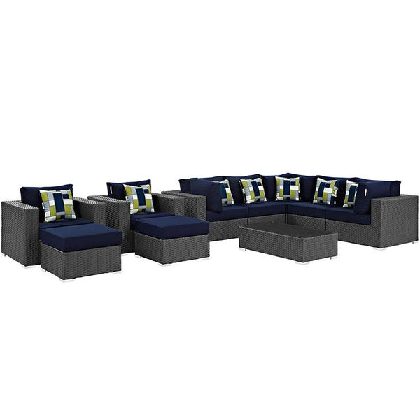 Sojourn 10 Piece Outdoor Patio Sunbrella® Sectional Set