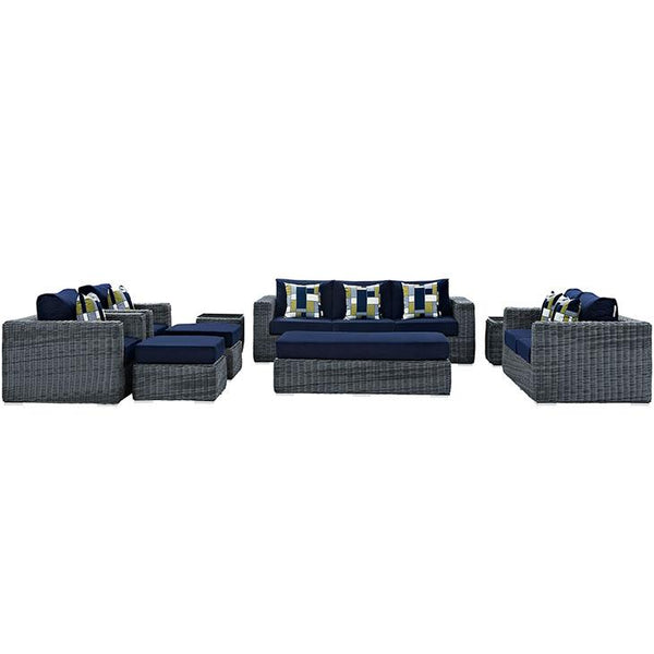 Summon 9 Piece Outdoor Patio Sunbrella® Sectional Set