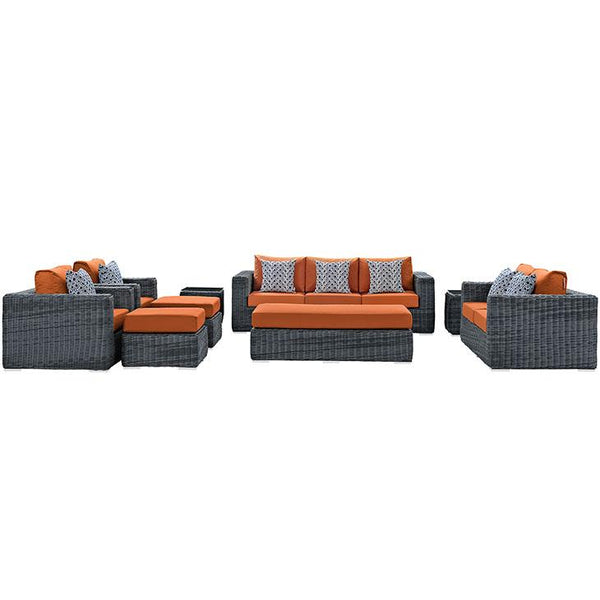 Summon 9 Piece Outdoor Patio Sunbrella® Sectional Set