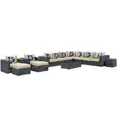 Summon 11 Piece Outdoor Patio Sunbrella® Sectional Set