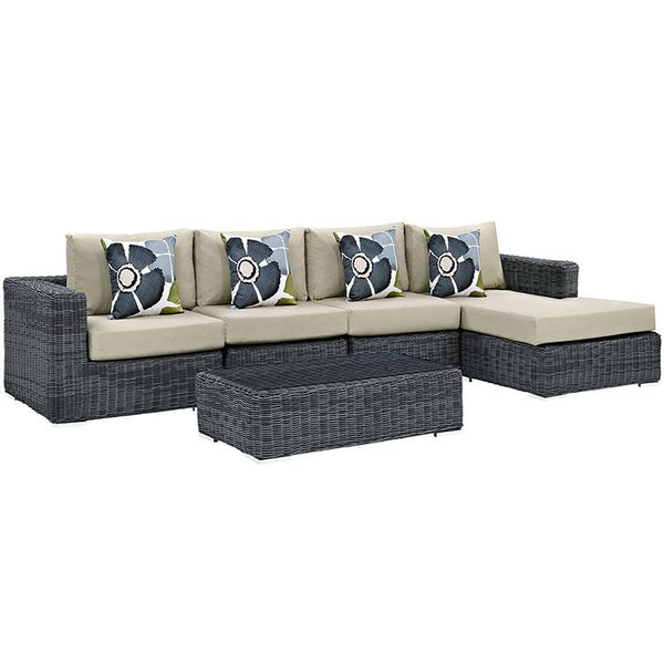 Summon 5 Piece Outdoor Patio Sunbrella® Sectional Set