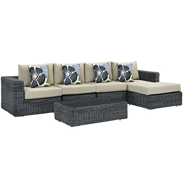 Summon 5 Piece Outdoor Patio Sunbrella® Sectional Set