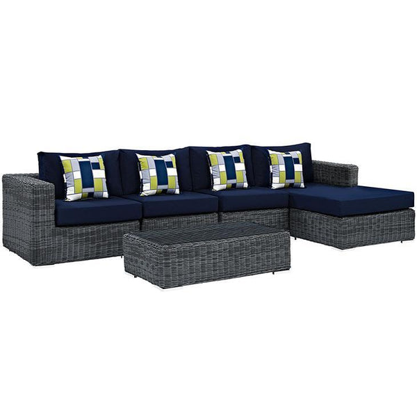 Summon 5 Piece Outdoor Patio Sunbrella® Sectional Set