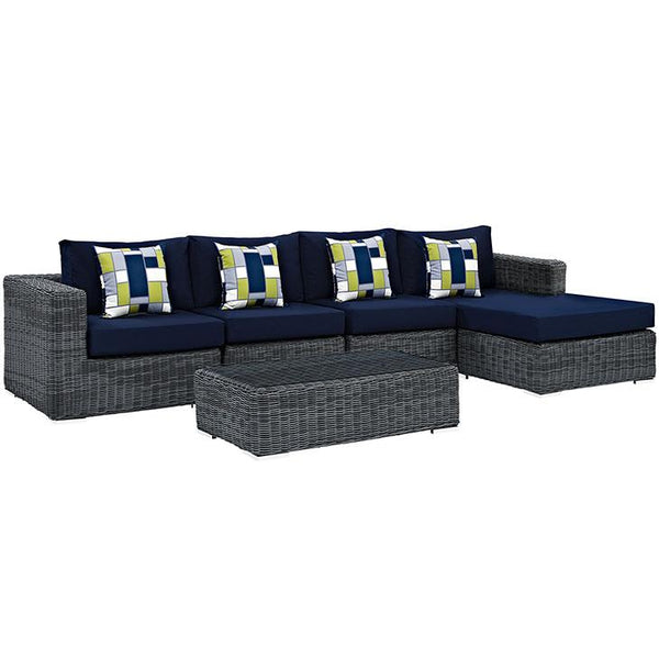 Summon 5 Piece Outdoor Patio Sunbrella® Sectional Set