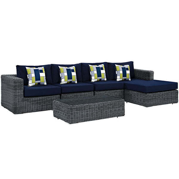 Summon 5 Piece Outdoor Patio Sunbrella® Sectional Set