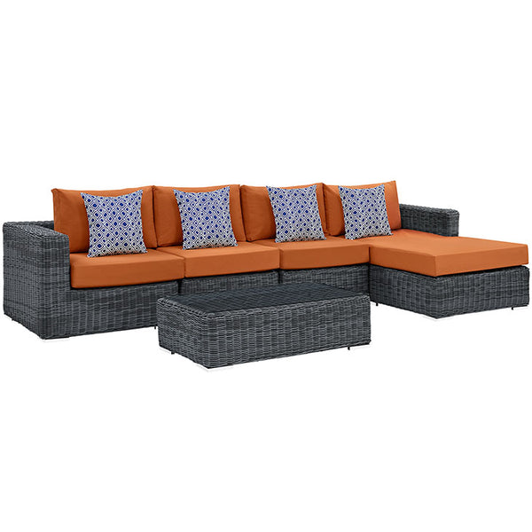 Summon 5 Piece Outdoor Patio Sunbrella® Sectional Set