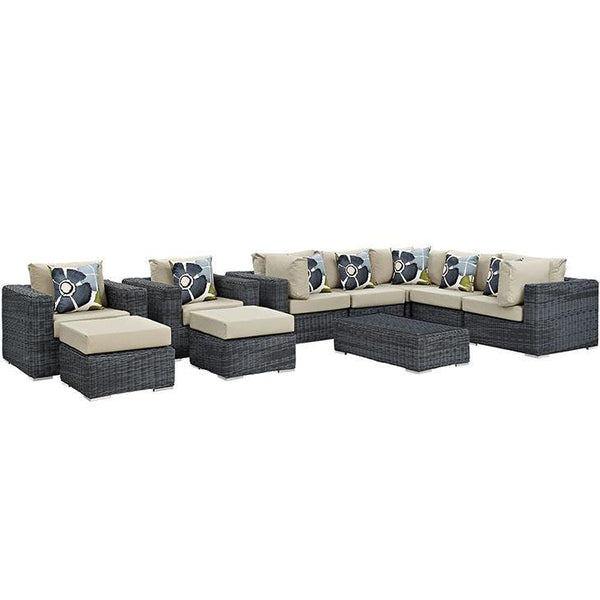 Summon 10 Piece Outdoor Patio Sunbrella® Sectional Set