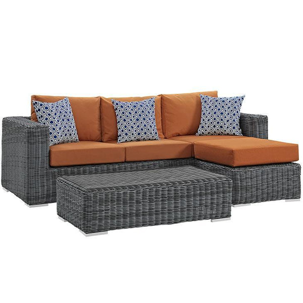 Summon 3 Piece Outdoor Patio Sunbrella® Sectional Set