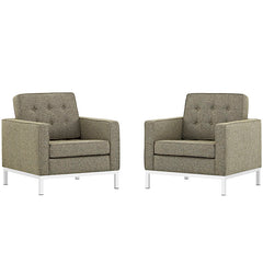 Loft Armchairs Upholstered Fabric Set of 2