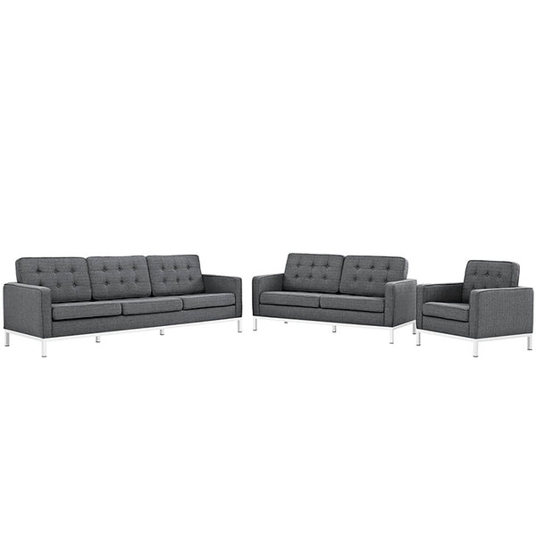 Loft Living Room Set Upholstered Fabric Set of 3