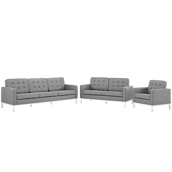 Loft Living Room Set Upholstered Fabric Set of 3