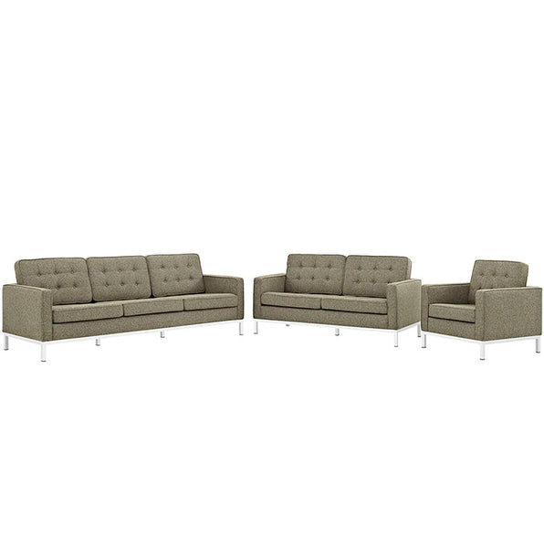 Loft Living Room Set Upholstered Fabric Set of 3
