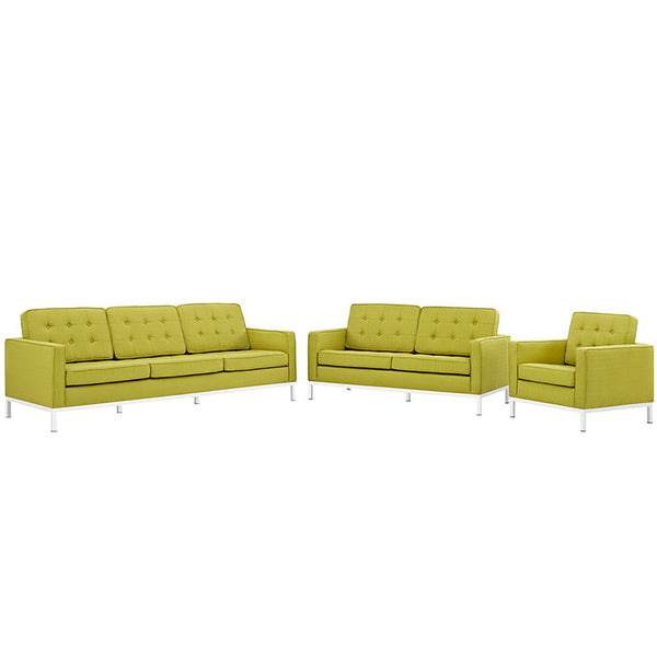 Loft Living Room Set Upholstered Fabric Set of 3